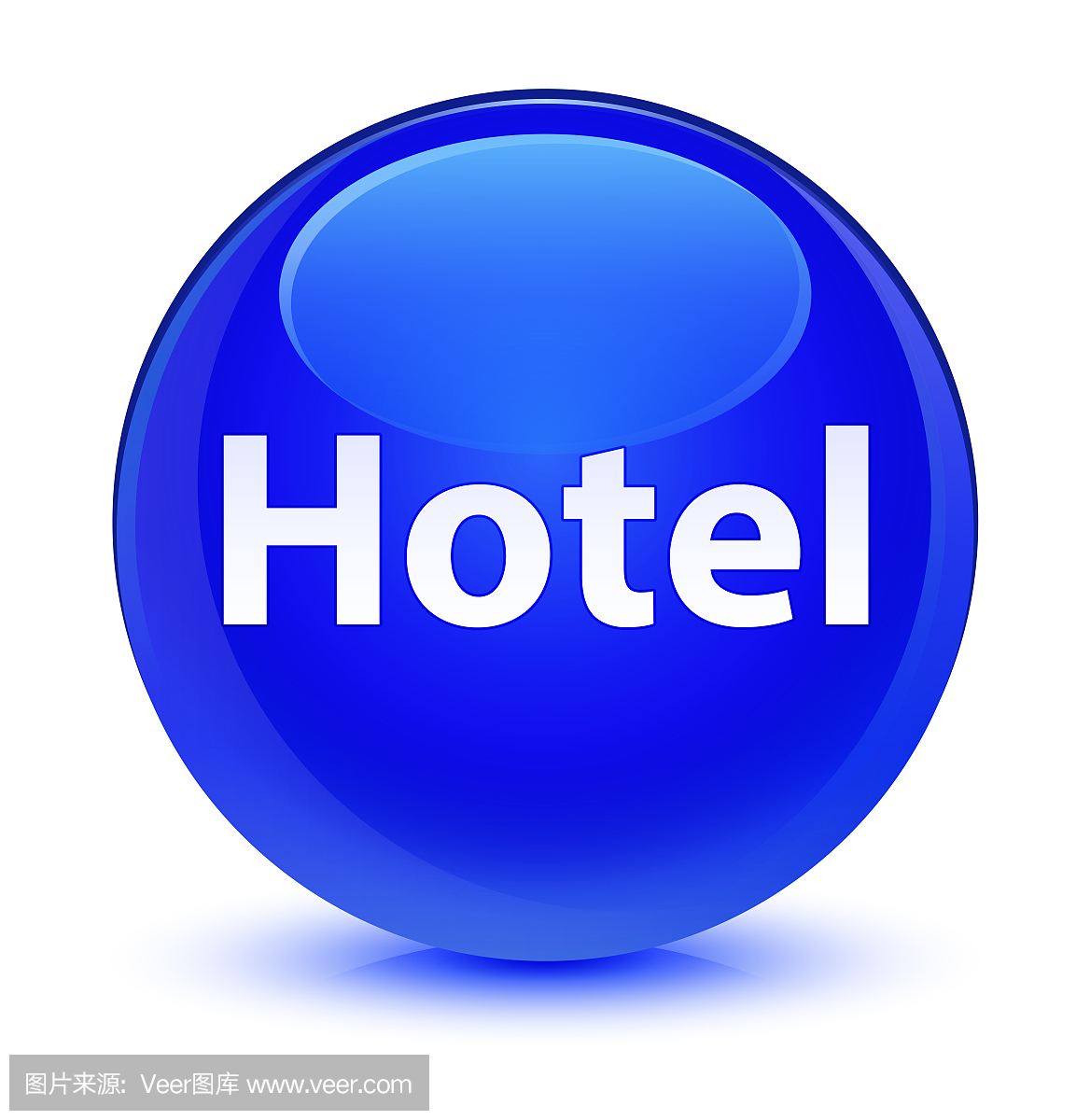 酒店玻璃蓝色圆形按钮